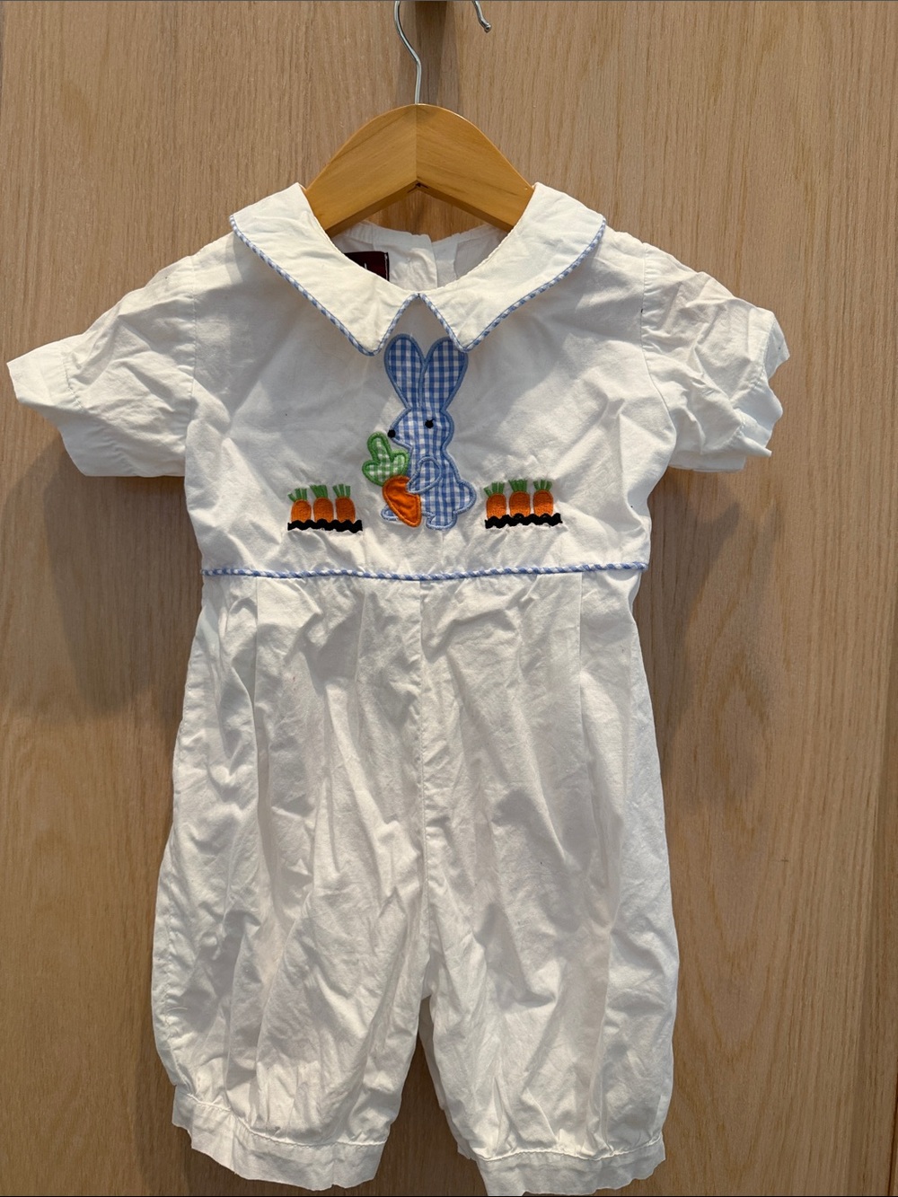 White Bunny & Carrot Embroidered One-Piece for Kids